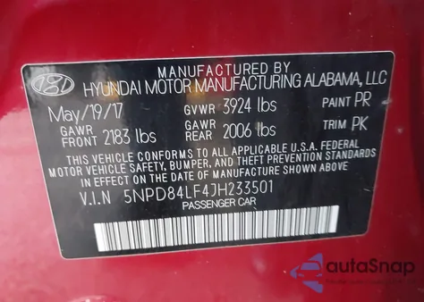 2018 Hyundai Elantra Sel из США, поврежденный, VIN 5NPD84LF4JH233501